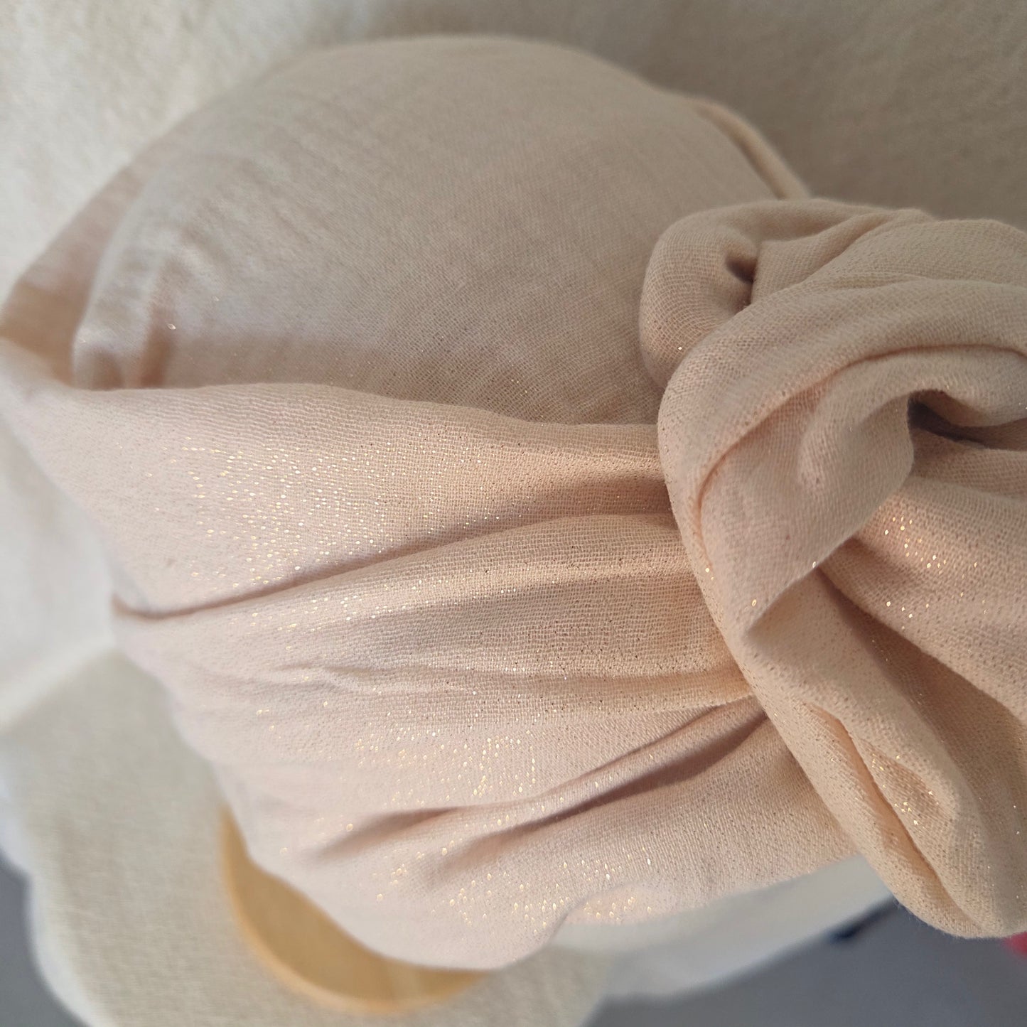 GAZE DE COTON BEIGE PAILLETÉ