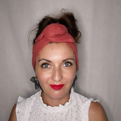 GAZE DE COTON PAILLETÉ TERRACOTTA