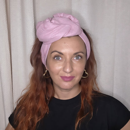 GAZE DE COTON PAILLETÉ ROSE