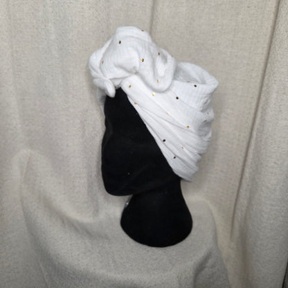 GAZE DE COTON BLANC À POIS